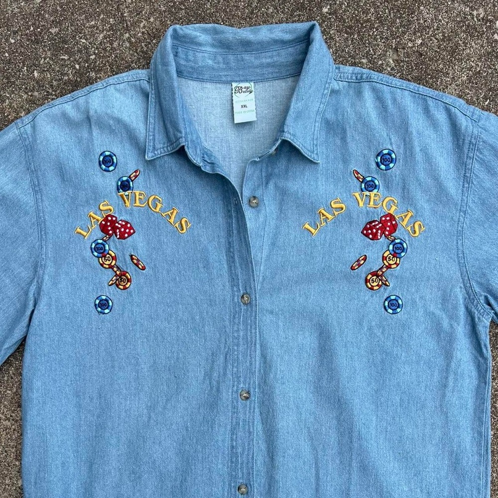 Vintage Las Vegas Embroidered Denim Shirt